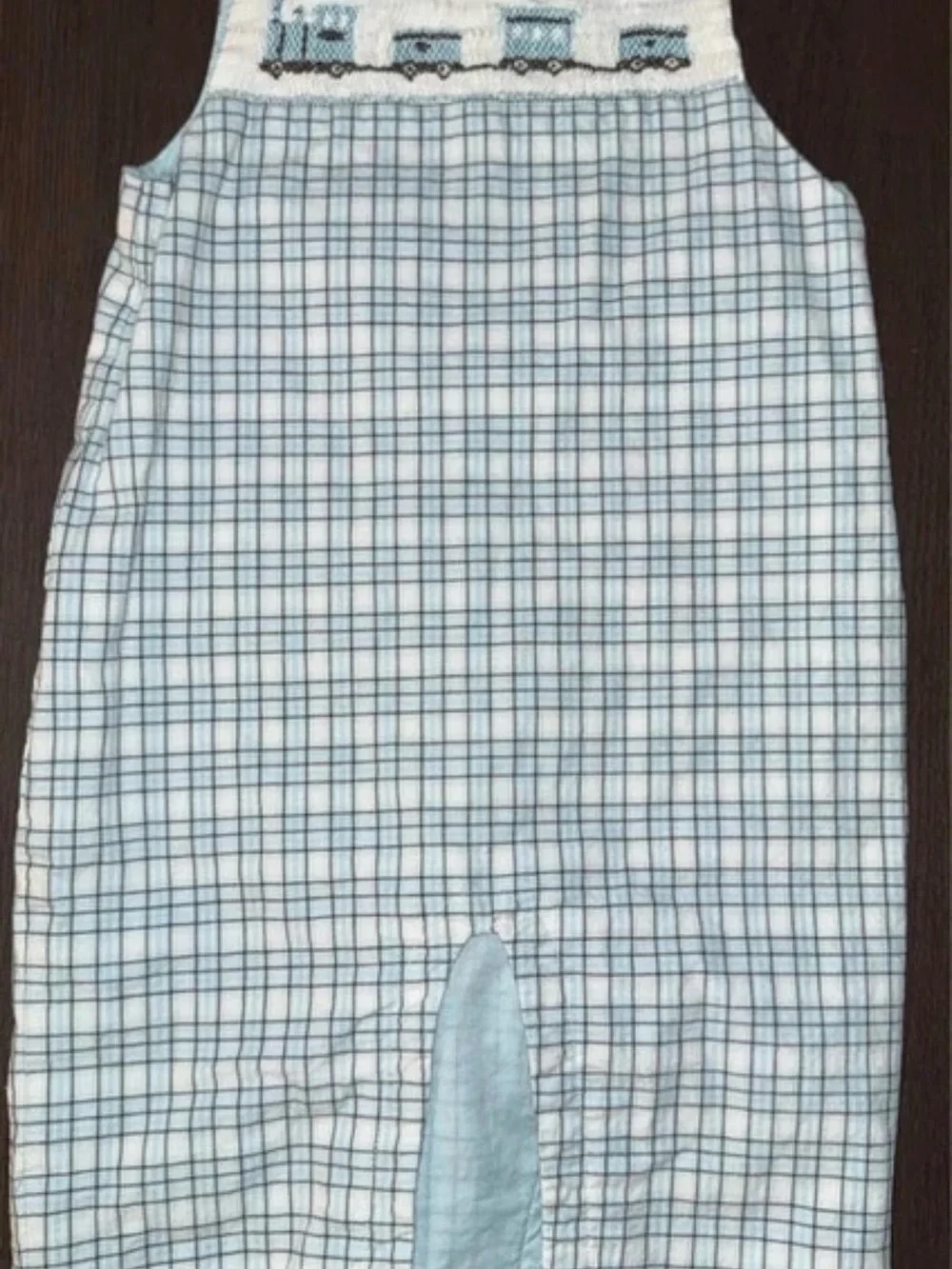 Janie and Jack Light Blue and Navy Smocked Pantalls with train, 6-12 months